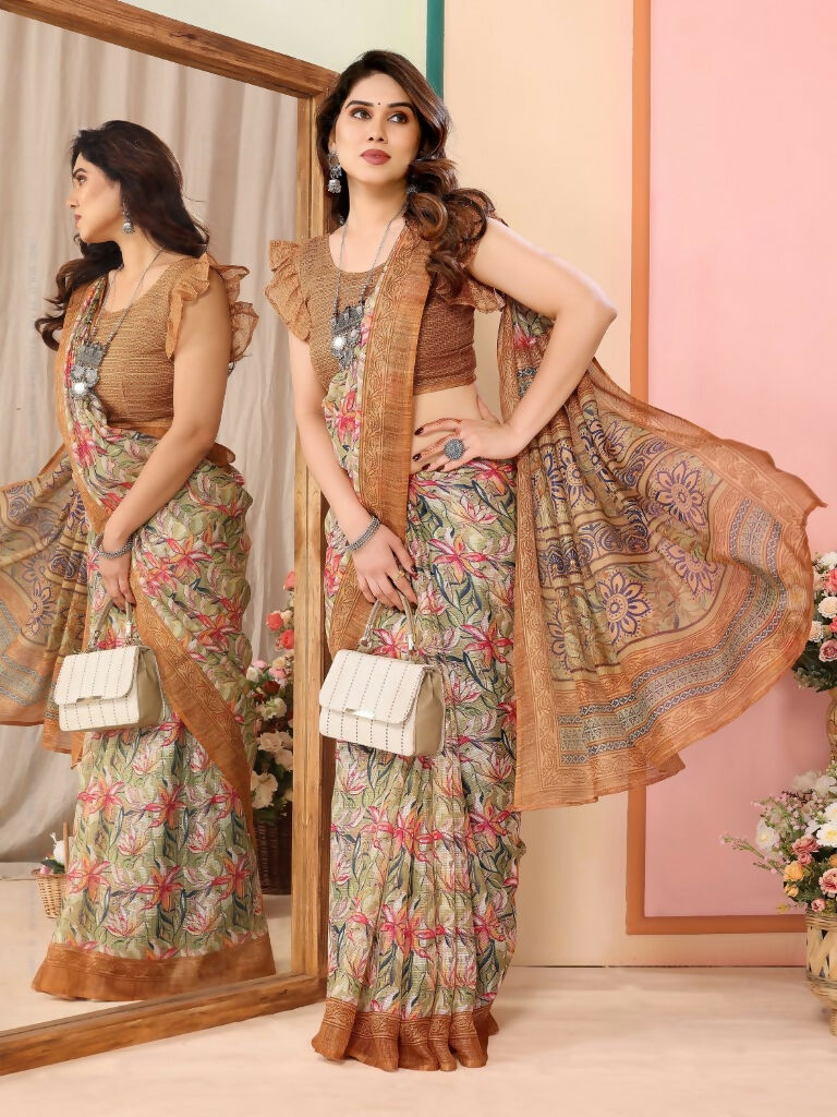 Partywear Designer Coffee Kota Doriya Fancy Saree - Dyuti | Grocsy