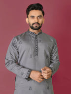 Grey Men's Kurta Set Indian Party Wear by Infinity Export | Grocsy