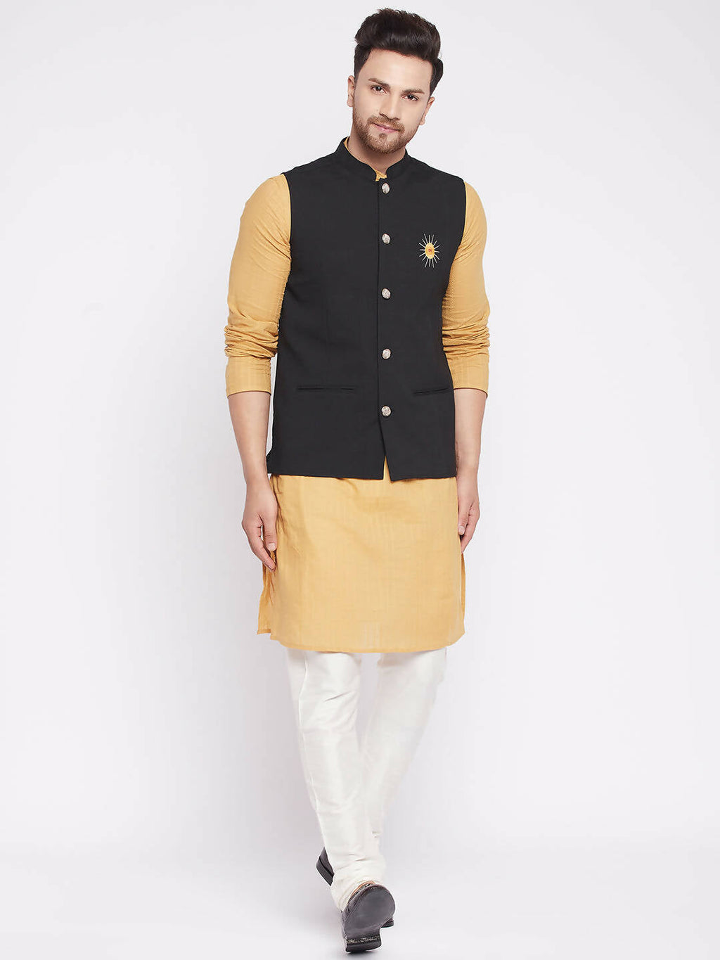 Even Apparels Men Black Nehru Jacket | Grocsy