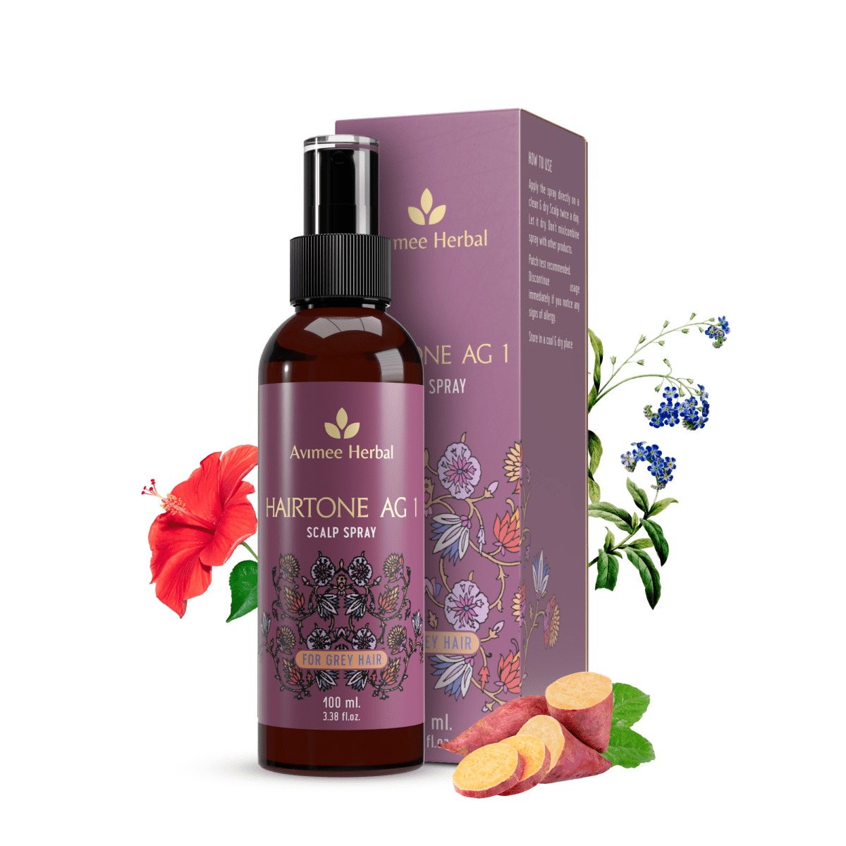 Avimee Herbal Anti Grey Kit - Hair Oil And Scalp Spray - Fights Grey Hair | Grocsy