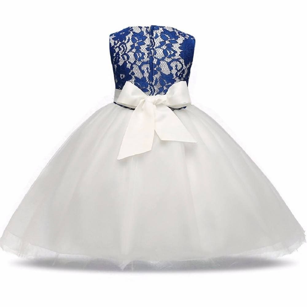 Asmaani Baby Girl White and Blue Full Length Dress (AS-DRESS-22050) | Grocsy