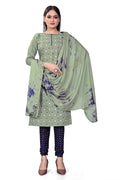 Sea Green Slab cotton Printed Unstitched Dress Material - Tanvi | Grocsy