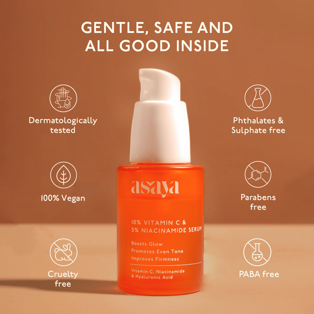 Asaya 10% Vitamin C Serum With 5% Niacinamide & Antioxidant Face Serum For Glowing Skin & Dullness | Grocsy