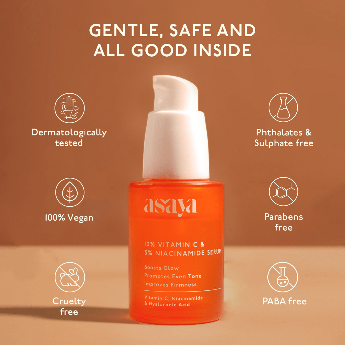 Asaya 10% Vitamin C Serum With 5% Niacinamide & Antioxidant Face Serum For Glowing Skin & Dullness | Grocsy