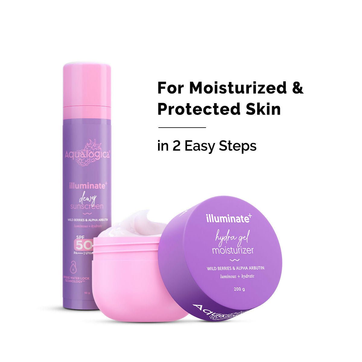 Aqualogica Skin Illuminate Duo With Illuminate Sunscreen And Hydra Gel Moisturizer | Grocsy