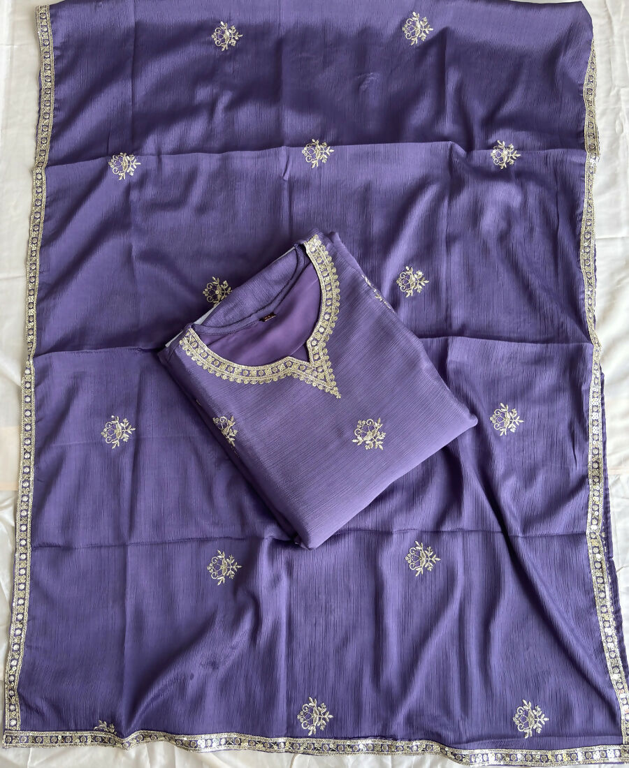 KC Lilac Ethnic Wear Ready Made Chinon Suit For Women | Grocsy