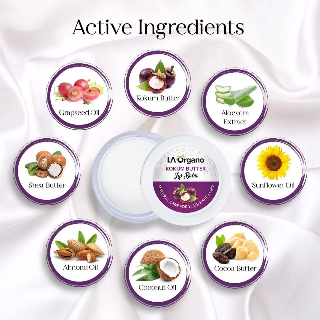LA Organo Kokum Butter Lip Balm For Dry Chapped Lips | Grocsy