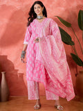 Joban Fashion Printed Pink Pure Cotton Kurta Set | Grocsy