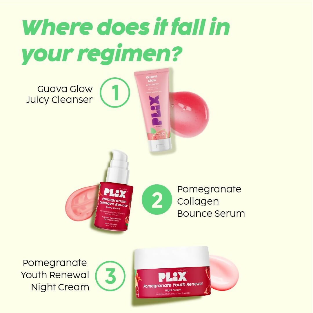 PLIX The Plant Fix Pomegranate Collagen Bounce Serum - For Reducing Fine Lines & Wrinkles | Grocsy