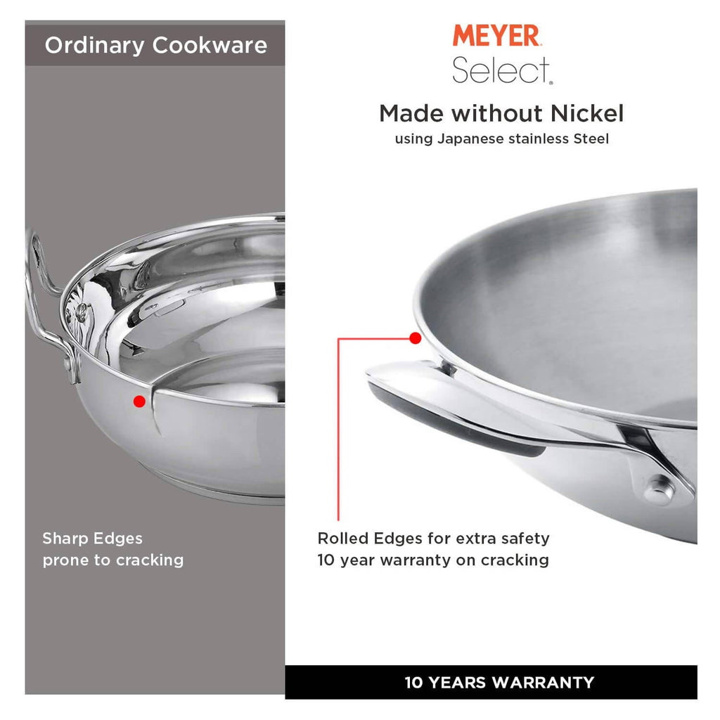 Meyer Select Stainless Steel Covered Kadai | Grocsy