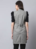 Even Apparels Grey Pure Wool Open Front Woolen Women's Long Coat | Grocsy