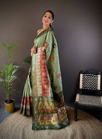 Joban Fashion Grey Small Butti Banarasi Silk Sarees | Grocsy
