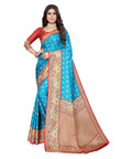 Vamika Blue Printed Art Silk Saree | Grocsy