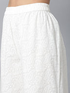 Yufta Women Blue & White Yoke Design Kurta with Palazzo & Dupatta | Grocsy