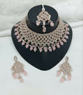 Joban Fashion Women Pink Stone Work Necklace Set | Grocsy