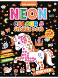 Dreamland Publications Unicorn Neon Colour & Sticker Dots Book Over 500 Stickers Book For Kids | Grocsy