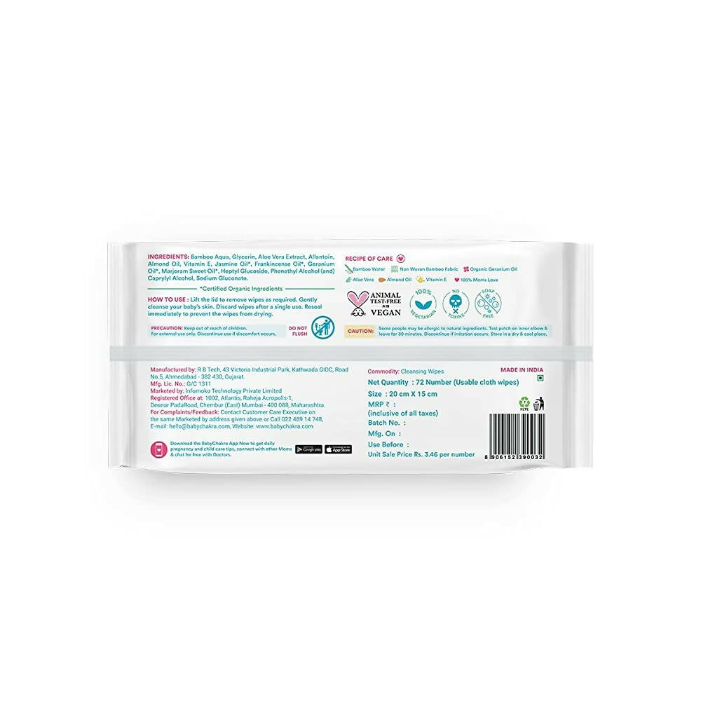 BabyChakra 99% Bamboo Water Soft Wipes | Grocsy