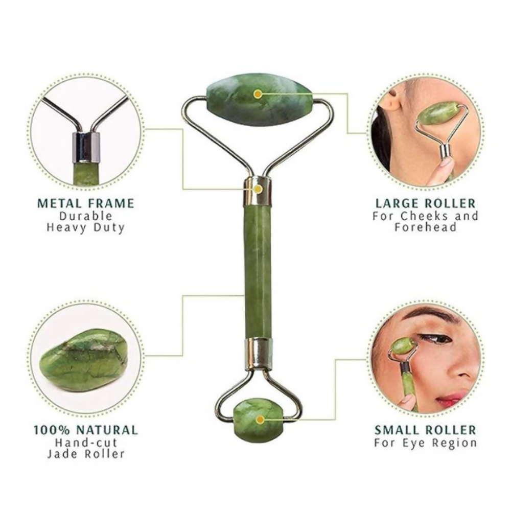 Bronson Professional Jade Roller & Gua Sha Face Neck Dual Head Massage Kit | Grocsy
