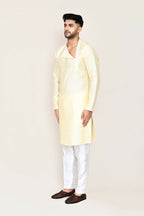 Joban Fashion Beige Colored Art Silk Fabric Kurta With Straight Fit Pant | Grocsy