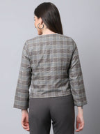 Even Apparels Brown Polywool Open Front Statement Women's Jacket | Grocsy
