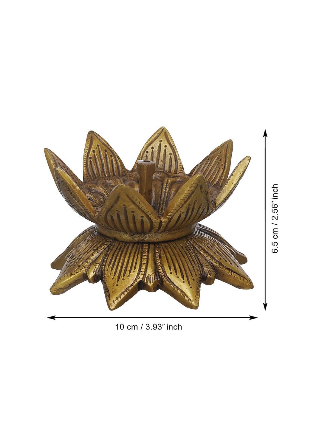 eCraftIndia Gold Toned Lotus Flower Designer Brass Diya | Grocsy