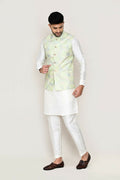 Joban Fashion White Colored Art Silk Fabric Kurta, Jacket With Straight Fit Pant | Grocsy