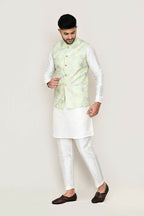 Joban Fashion White Colored Art Silk Fabric Kurta, Jacket With Straight Fit Pant | Grocsy
