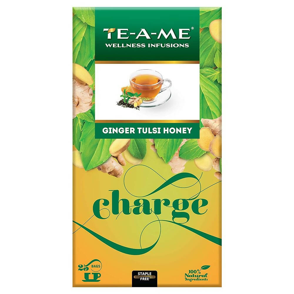 TE-A-ME Charge Ginger Tulsi Honey Herbal Infusion Tea Bags | Grocsy