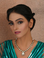 Dual Tone Kundan Neckpiece (silver) - Ruby Raang | Grocsy