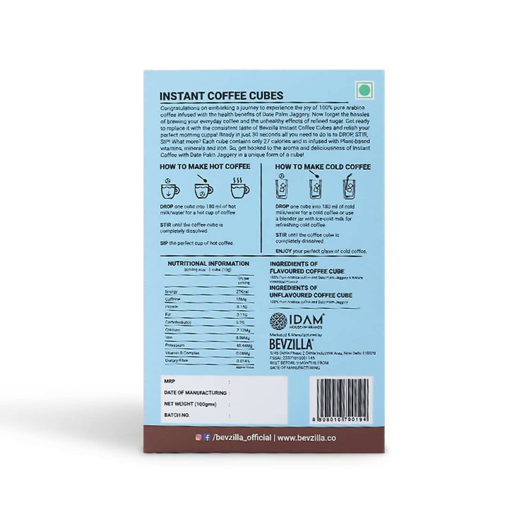 Bevzilla Instant Coffee Cubes Pack with Organic Date Palm Jaggery - Classic | Grocsy