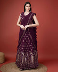 Purple Georgette Sequence Embroidered Lehenga Choli with Dupatta - Tanya | Grocsy