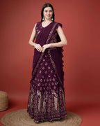 Purple Georgette Sequence Embroidered Lehenga Choli with Dupatta - Tanya | Grocsy