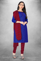 Blue Cotton Printed Unstitched Dress Material - Amara | Grocsy