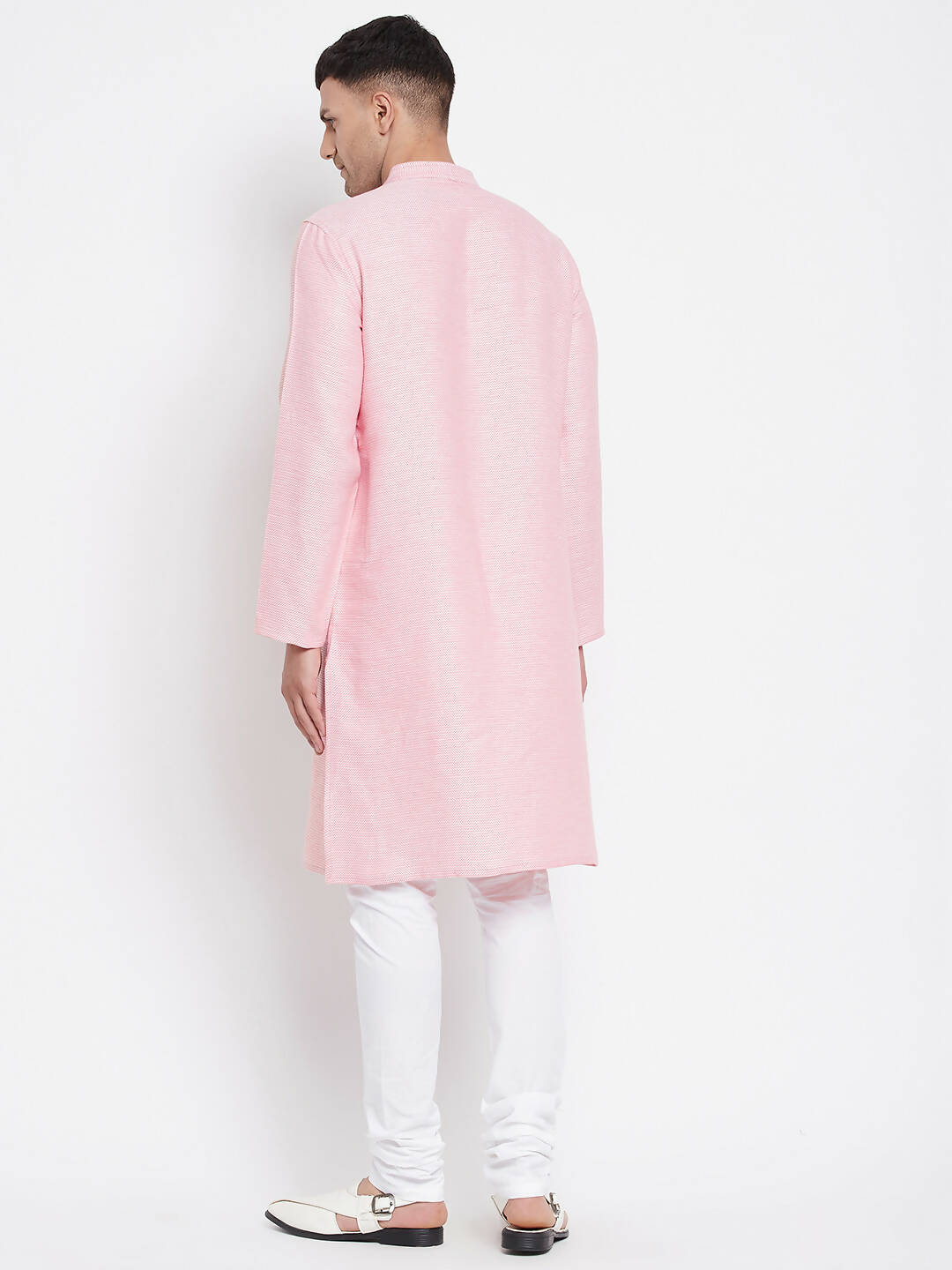 Even Apparels Pink Pure Cotton Men's Kurta With Band Collar | Grocsy