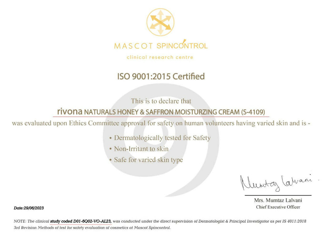 Rivona Naturals Honey & Saffron Cream | Grocsy