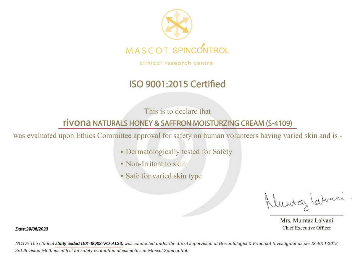 Rivona Naturals Honey & Saffron Cream | Grocsy