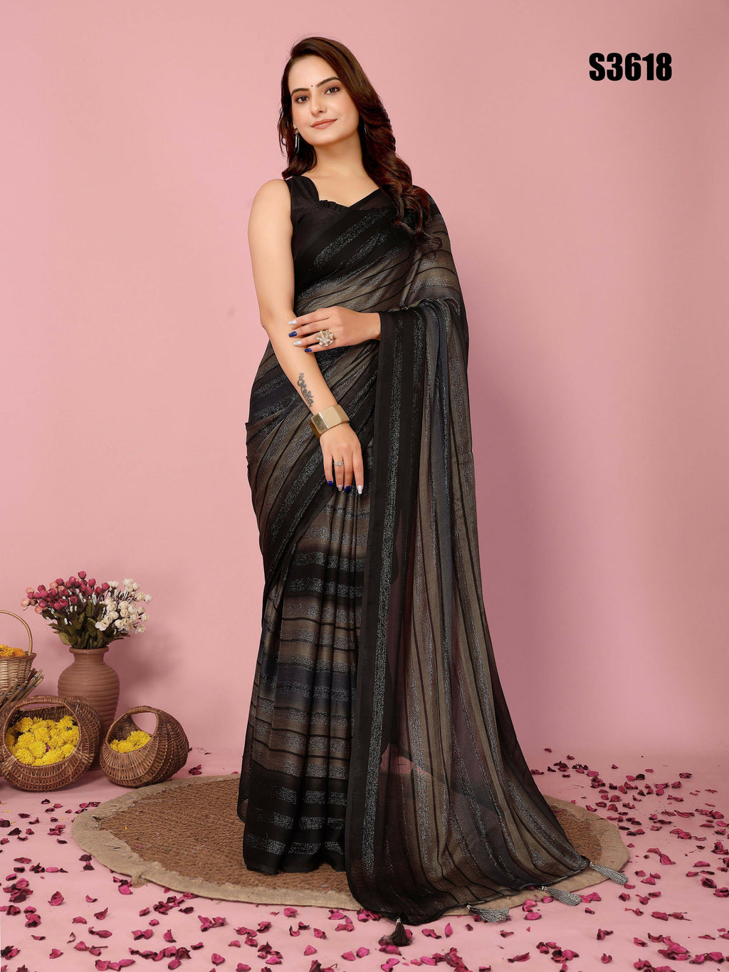 Attractive These Party Wear Ready To Wear Saree - Grey | Grocsy