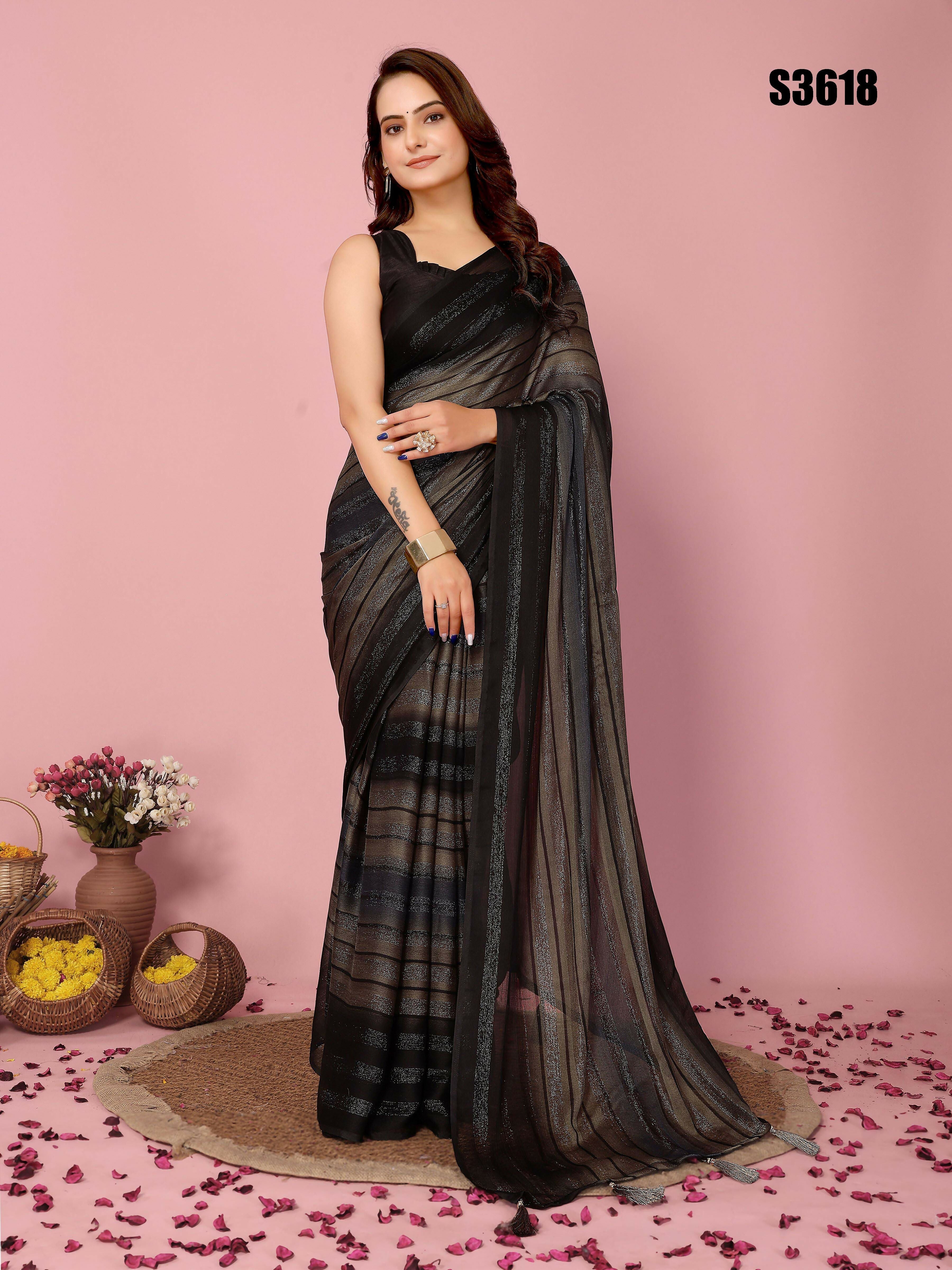 Attractive These Party Wear Ready To Wear Saree - Grey | Grocsy
