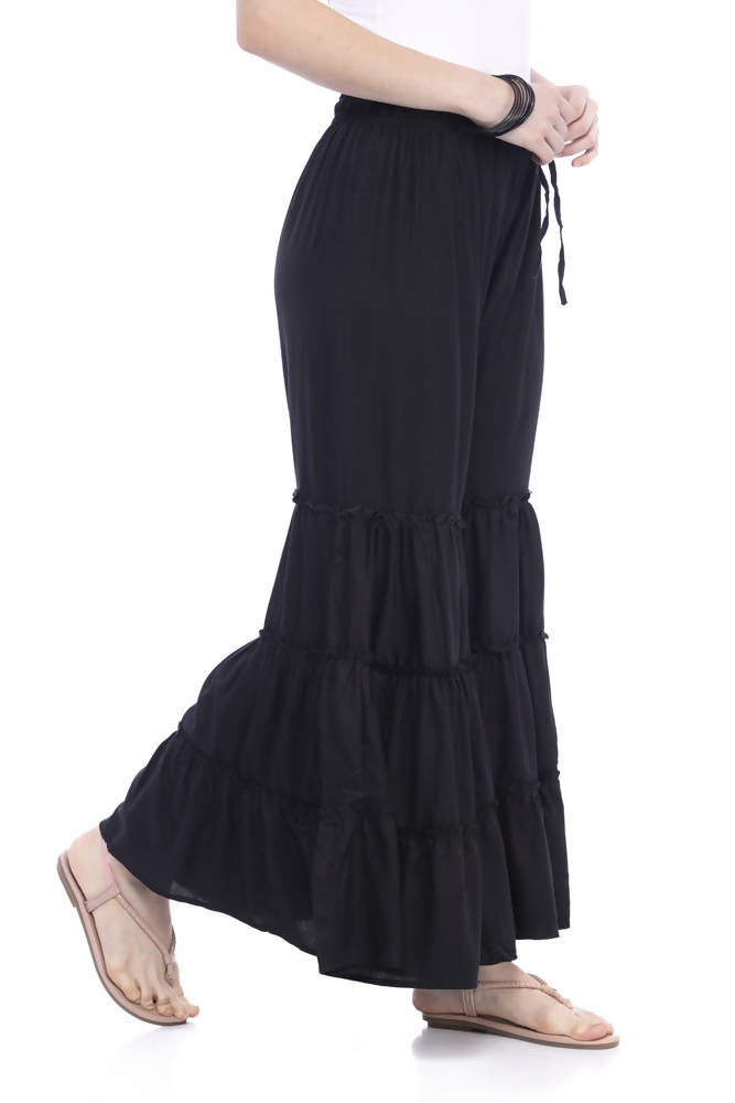 Mominos Fashion Trendy Cotton Black Palazzo | Grocsy