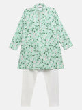 Ahalyaa Mint Green Poly Rayon Digital Print Kids Kurta Churidar Set For Boys | Grocsy