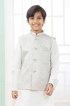Raivat Ethnic Art Silk Embroidery Work 3 Pics Jacket Set In Grey Colour | Grocsy