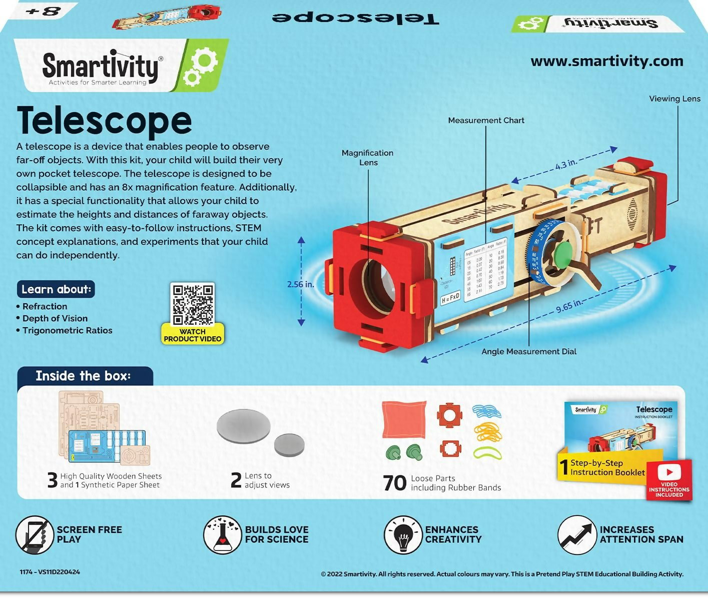 Smartivity Telescope Toy For Kids Age 8, 9, 10, 11, 12, 13, 14 Years Old Measure Height & Grocsynce | Grocsy