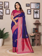 Joban Fashion Banarasi Purple Small Butti Soft Silk Saree | Grocsy