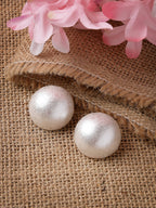 NVR Women's White Color Circular Moon Stud Earrings | Grocsy