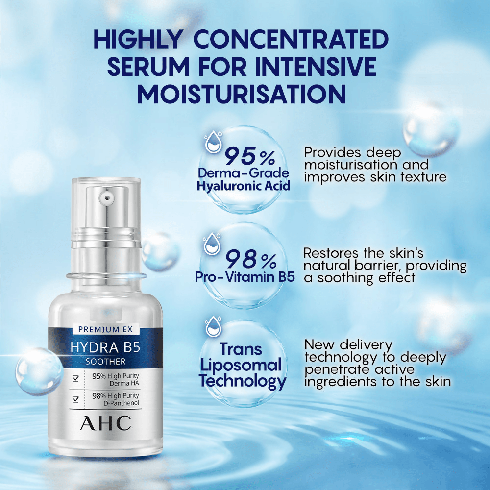 AHC Premium EX Hydra B5 Soother Hydrating Serum - Korean skincare | Grocsy