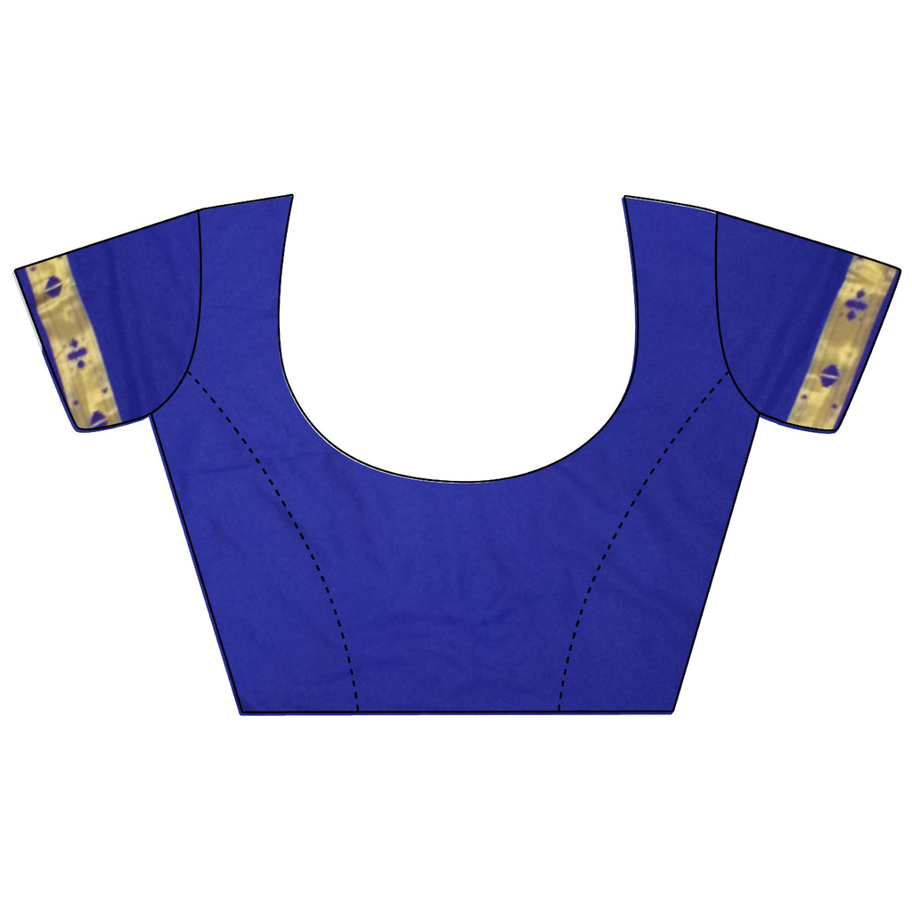 Joban Fashion Royal Blue Polka Dot Lichi Silk Paithani Silk Saree | Grocsy