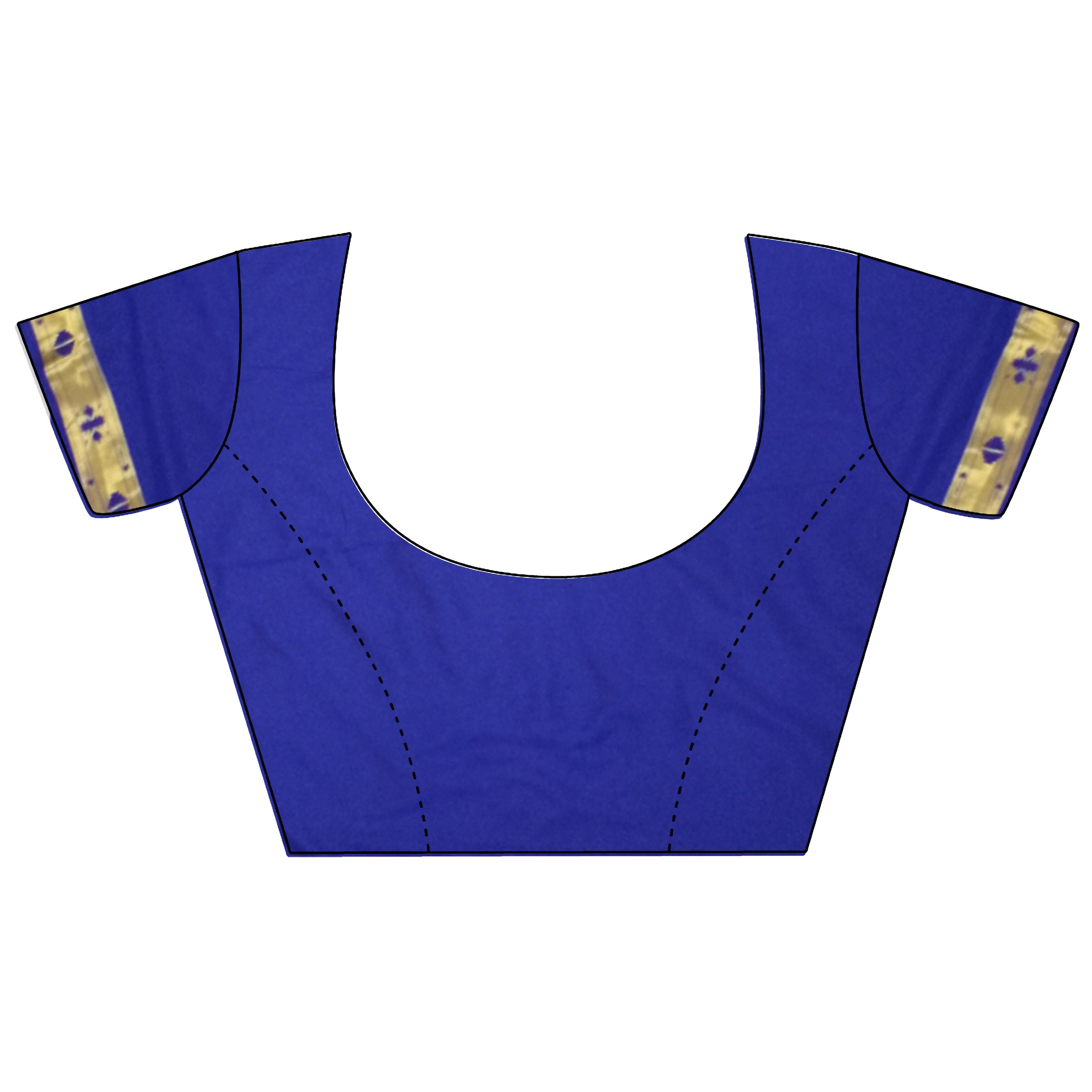 Joban Fashion Royal Blue Polka Dot Lichi Silk Paithani Silk Saree | Grocsy