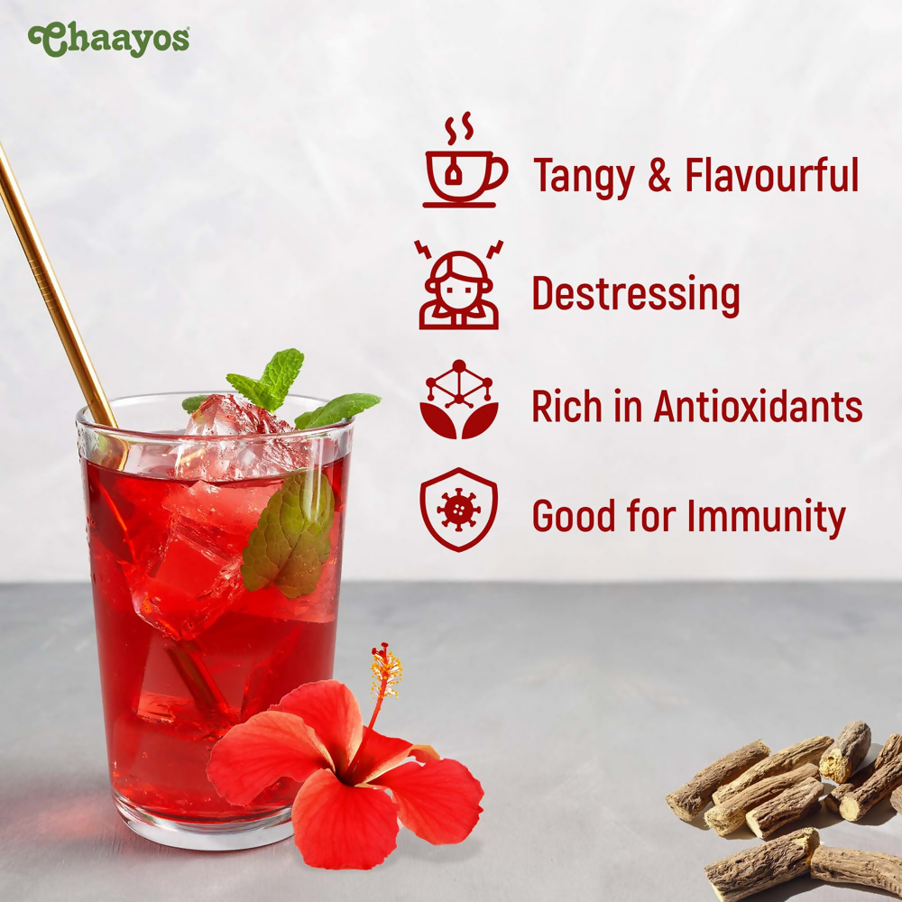 Chaayos Hibiscus Mulethi Green Tea Bags | Grocsy