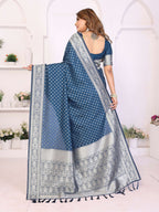 Aastha Fashion Navy Blue Georgette Silk Zari Weaving Saree | Grocsy