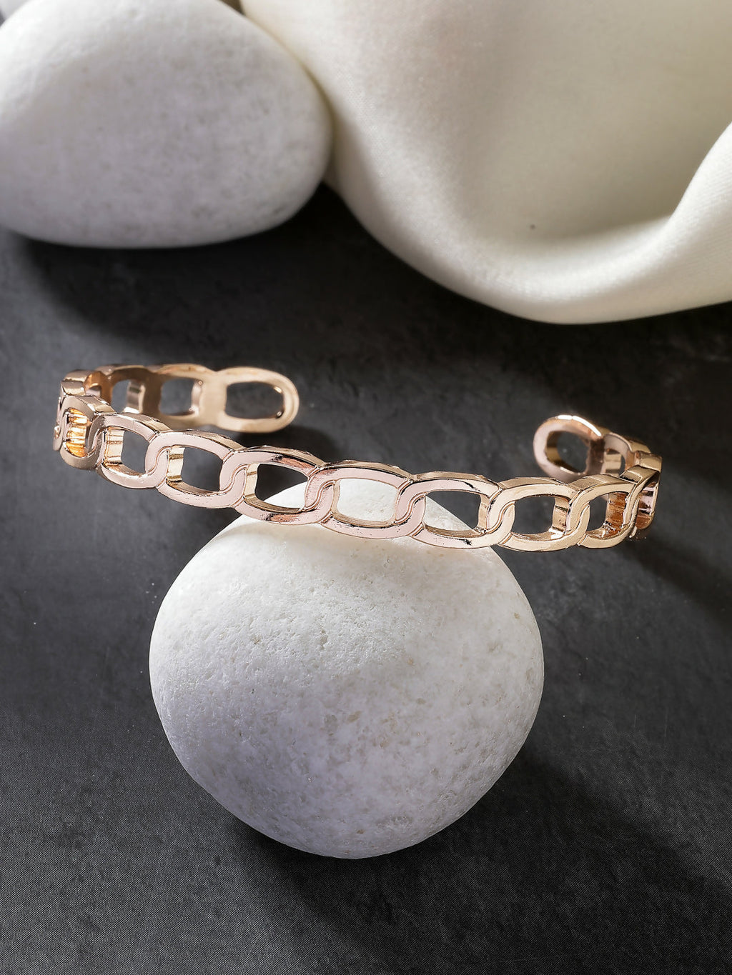 NVR Men's Rose Gold Metal Cuff Bracelet